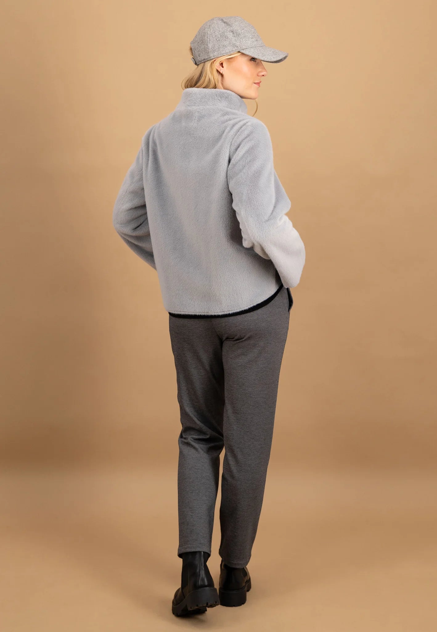Fynch Hatton Relaxed Fake Fur Jacket - Alloy Grey