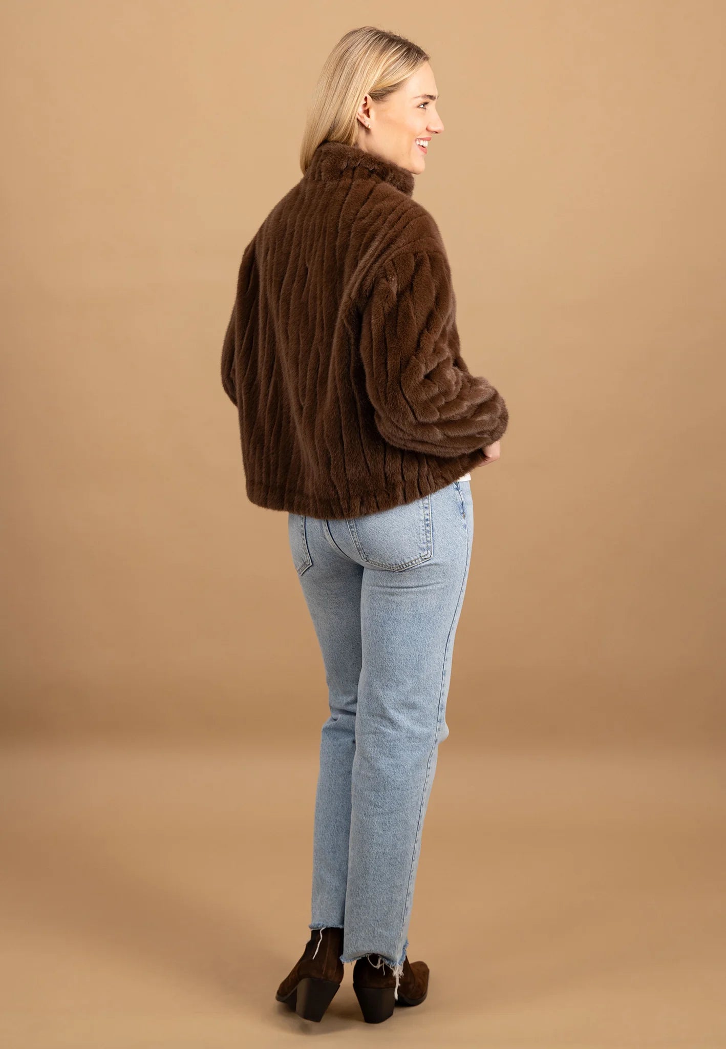Fynch Hatton Faux Fur Jacket -Chocolate