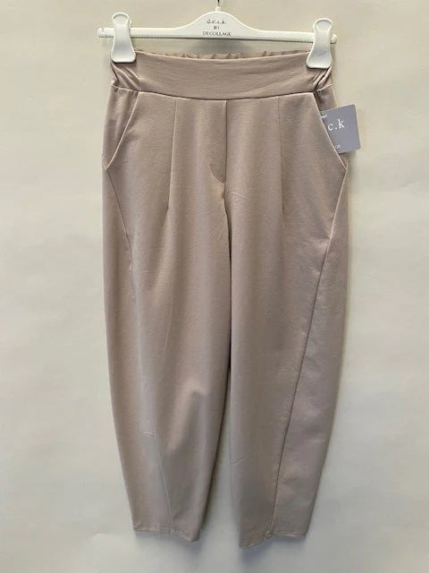 Deck Herringbone Barrel Trousers - Beige