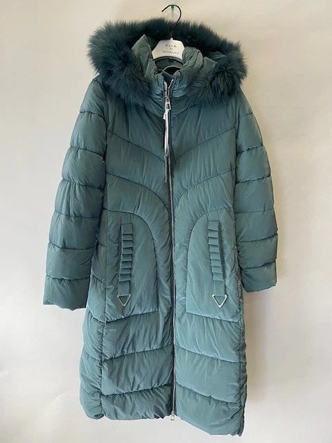 Deck Faux Fur Trim Hooded Coat - Green