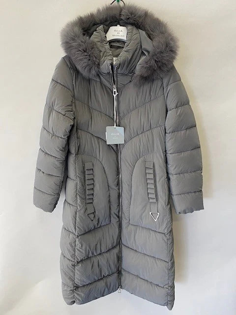Deck Padded Coat with Detachable Faux Fur - Petrol