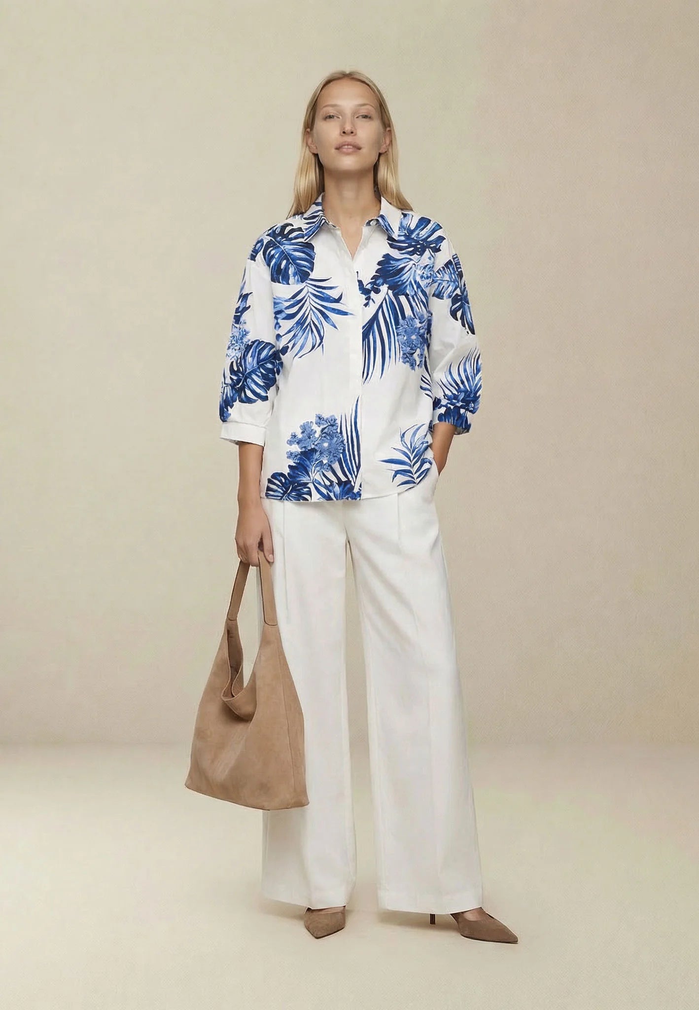 Fynch Hatton Puffy Sleeve Blouse - Milk Leaves
