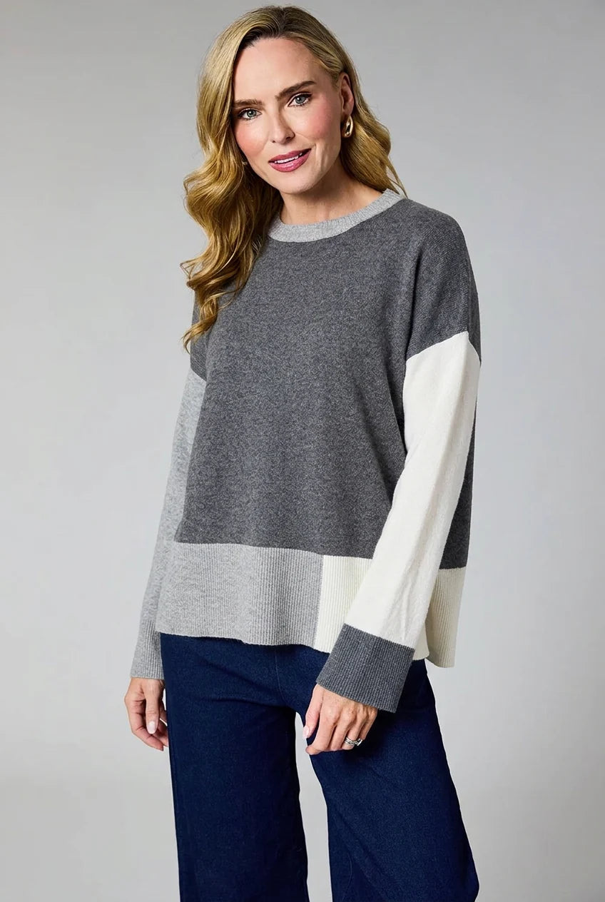 Deck Pattern Knit Jumper - Dark grey