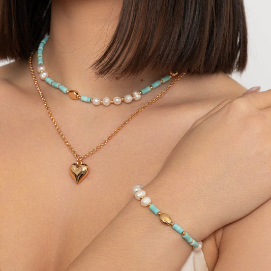 Knight & Day Turquoise & Freshwater Pearl Necklace
