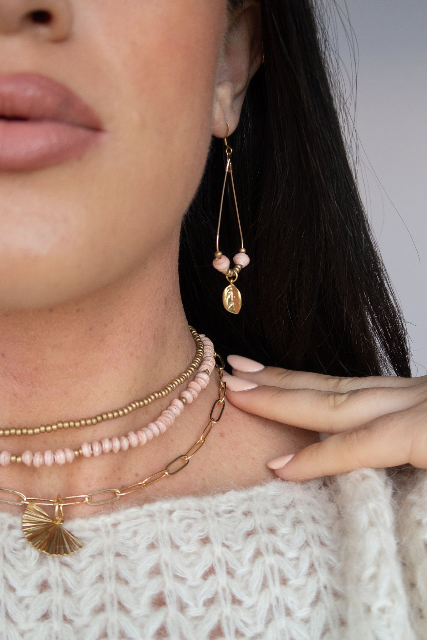 Paperchain Ruth Teardrop Earring - Peach