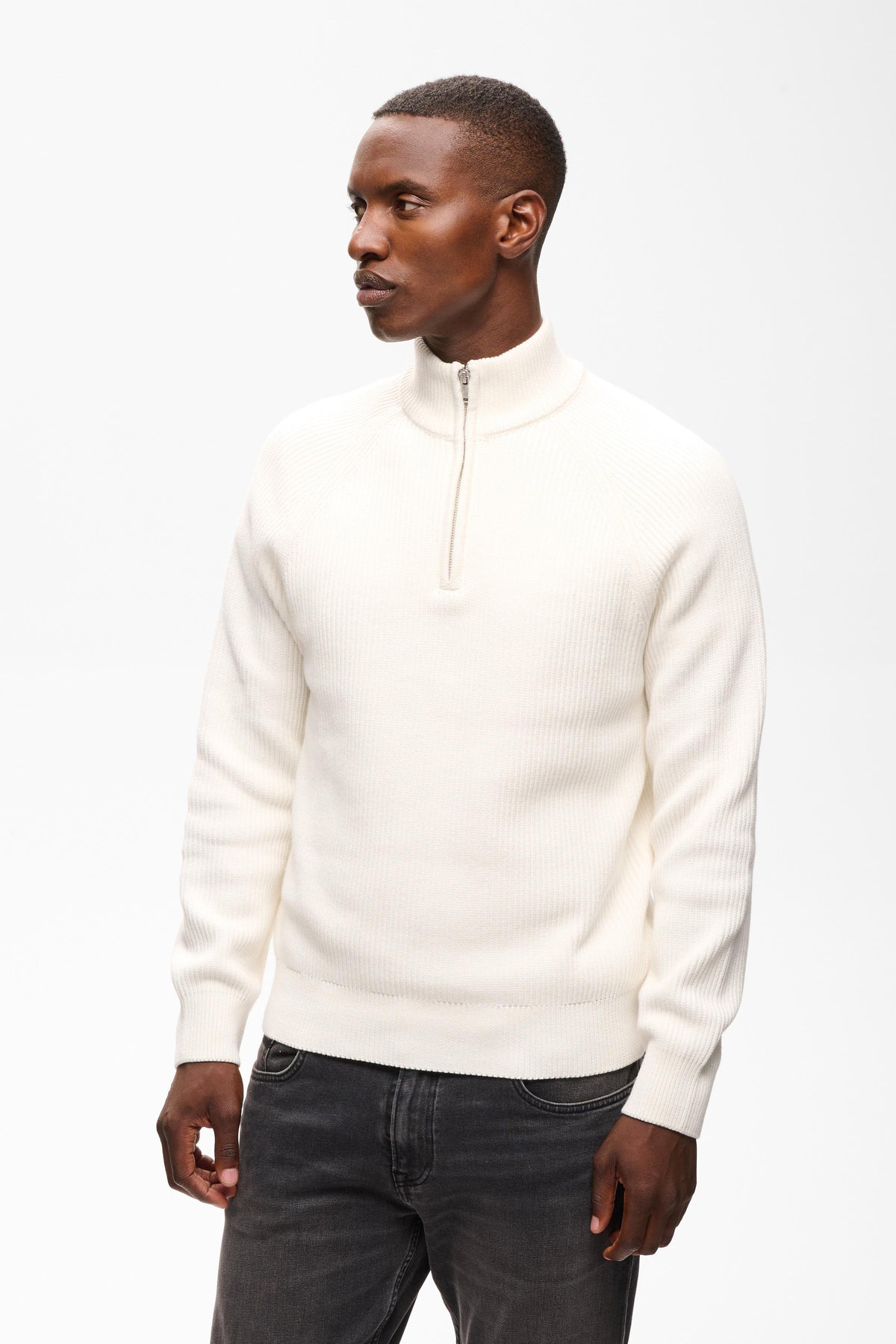 Matinique MAhellson Zip Up Jumper - Off White