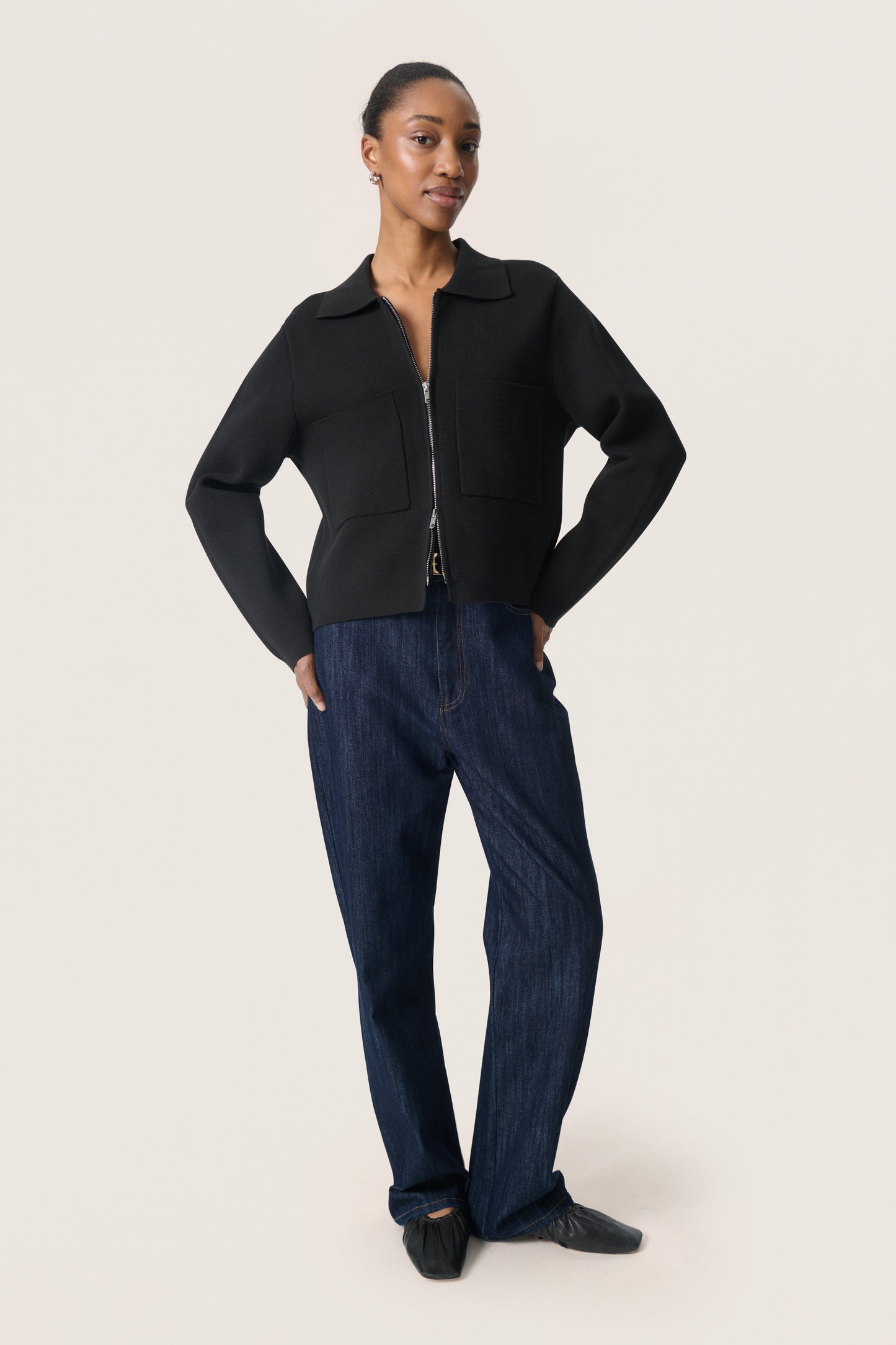 Soaked Havena Zip Knit Jacket - Black