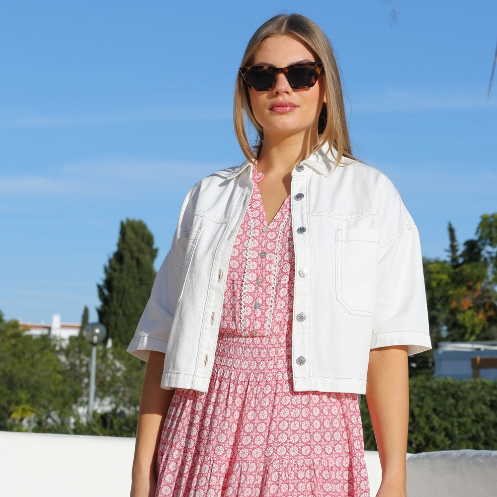 Rant & Rave Caryn Crop Jacket - Soft White