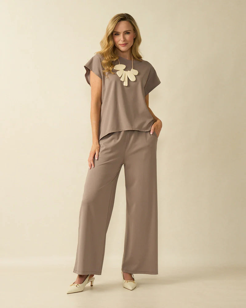 Deck Wide Leg Trouser - Taupe