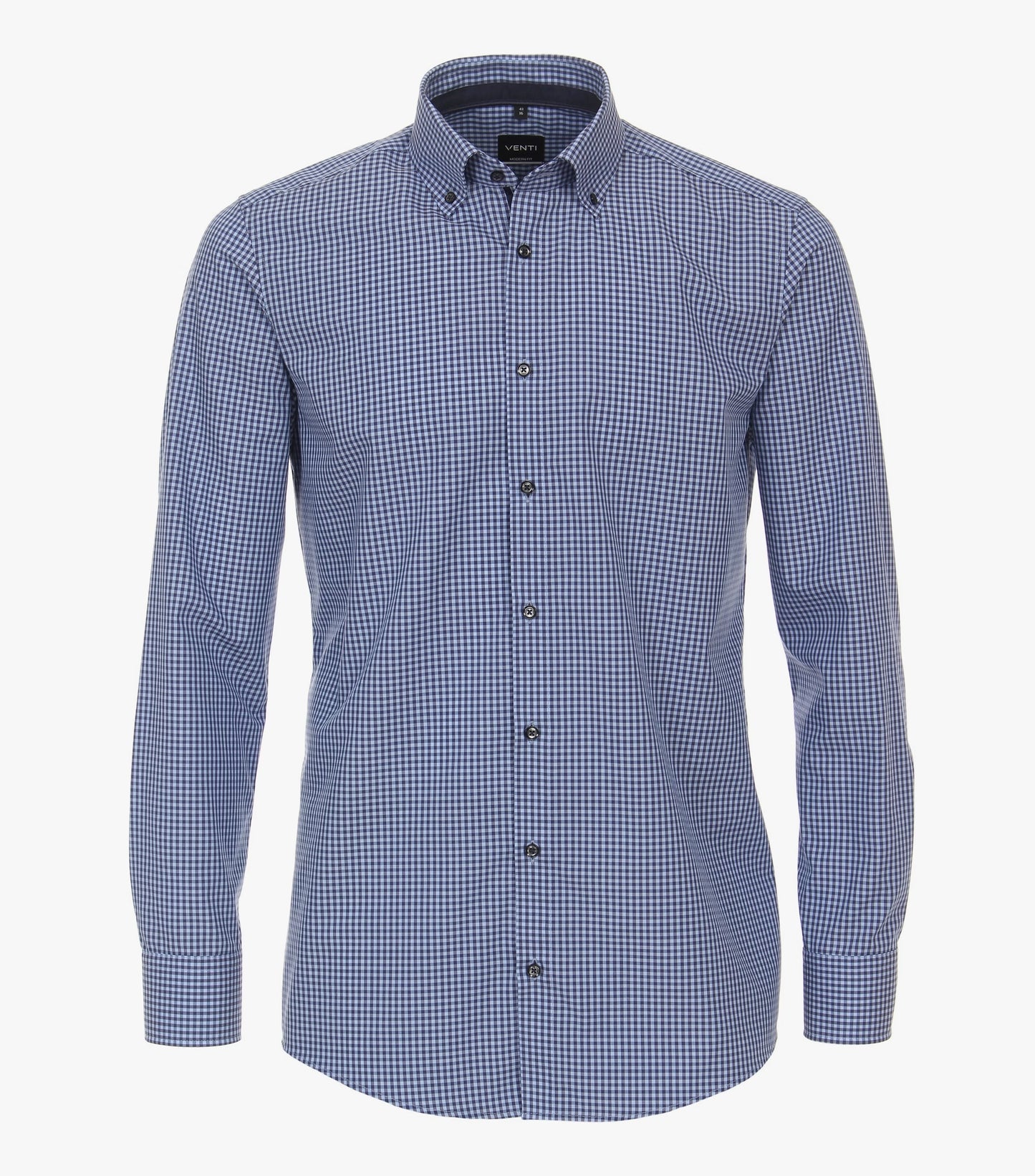 Venti Modern Fit Check Shirt - Medium Blue