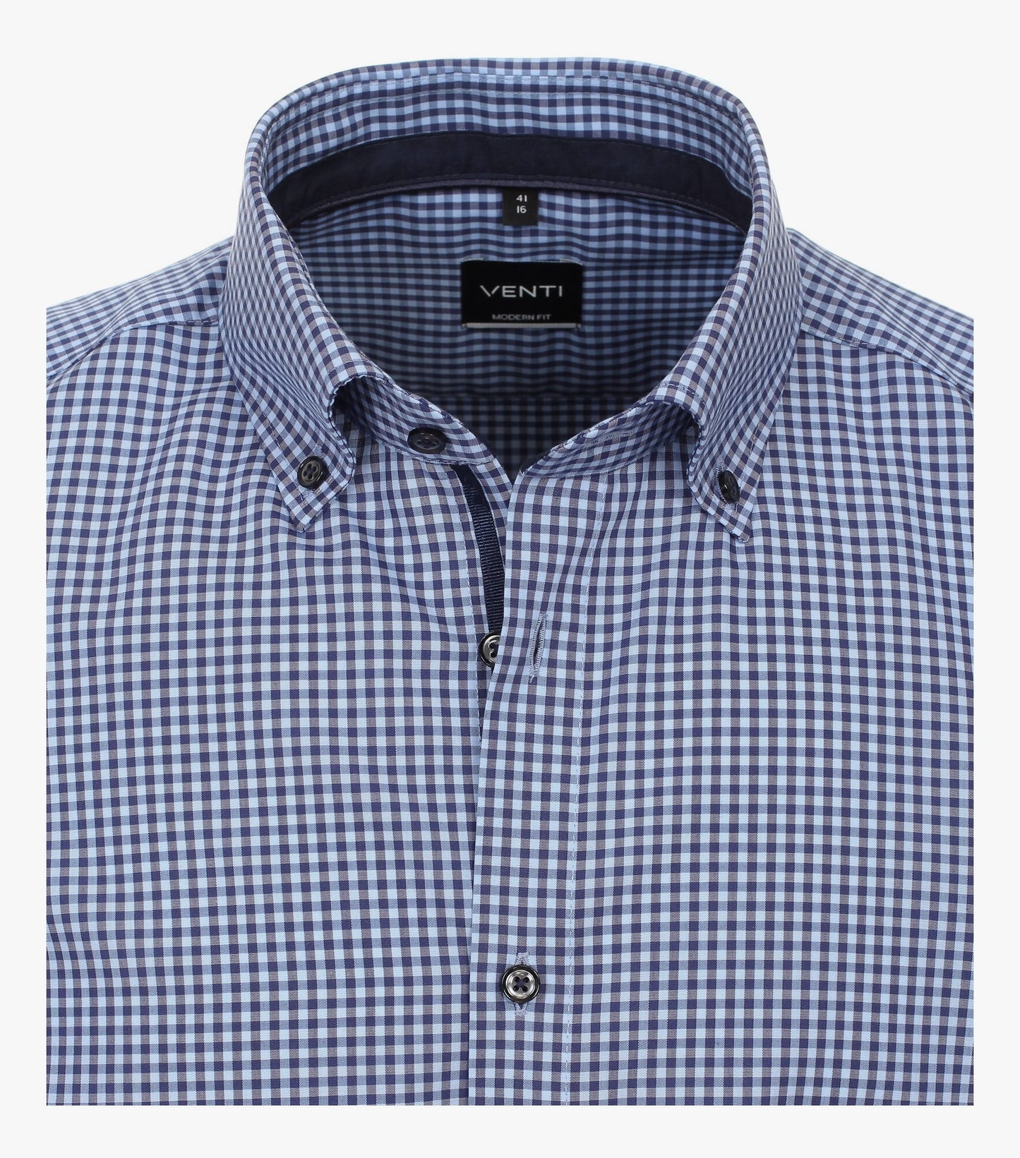 Venti Modern Fit Check Shirt - Medium Blue