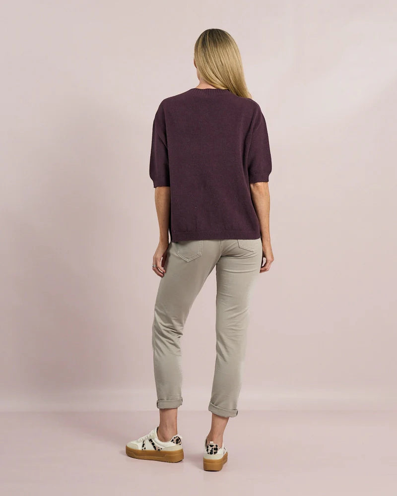 Deck Round Short Sleeve Jumper - Mulberry