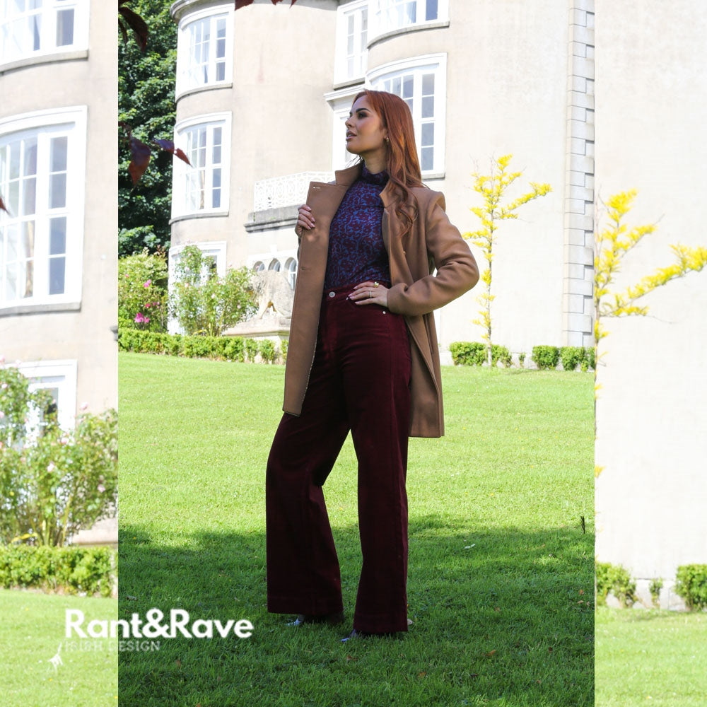Rant & Rave Shannon Wide Leg Corduroy Trousers - Wine