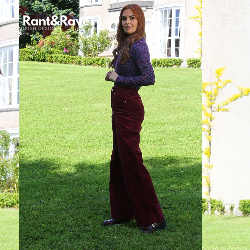 Rant & Rave Shannon Wide Leg Corduroy Trousers - Wine
