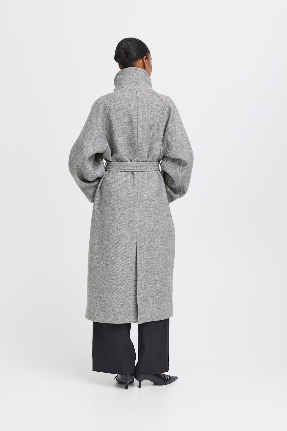 ICHI IHgaziva Melange Long Coat - Grey