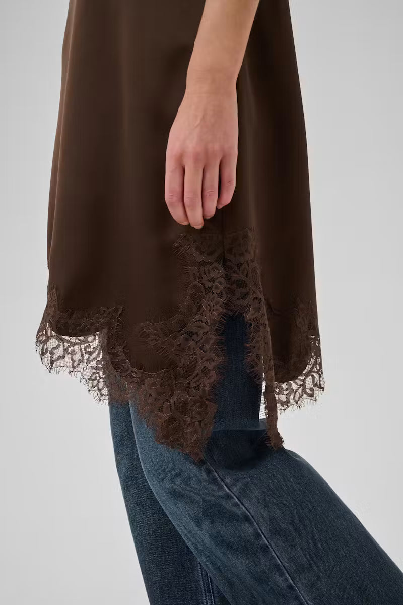 My Essential Wardrobe Lace Dress - Dark Brown