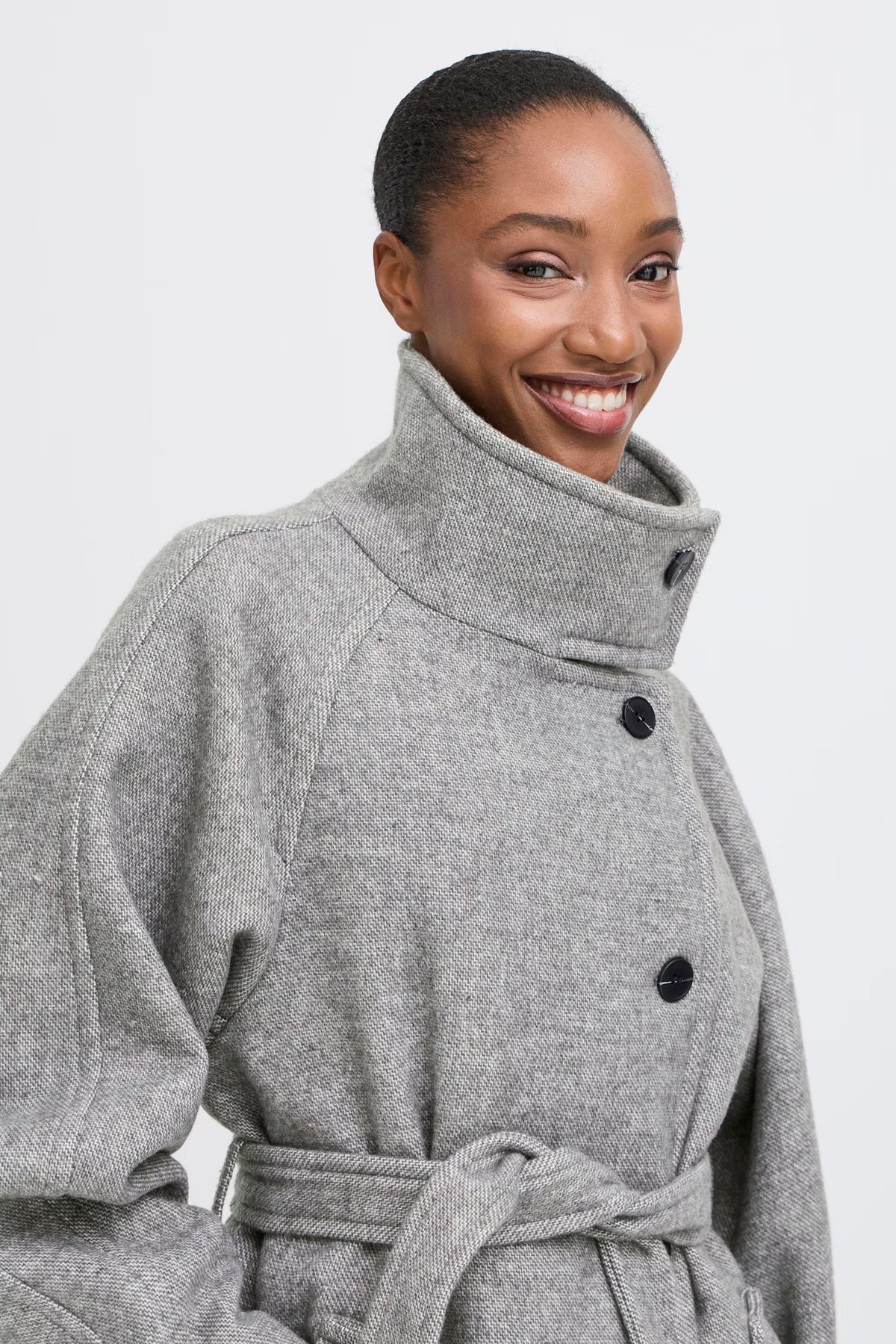 ICHI IHgaziva Melange Long Coat - Grey