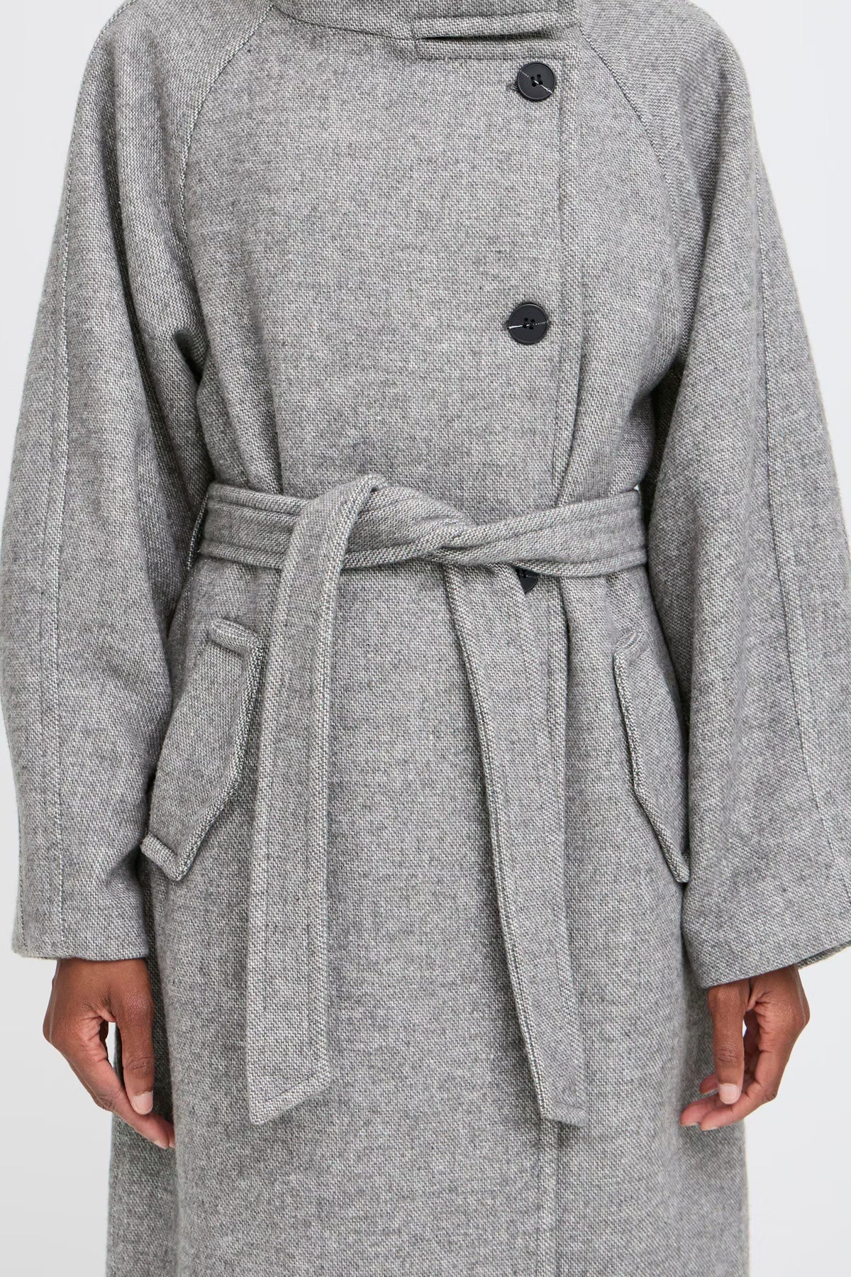 ICHI IHgaziva Melange Long Coat - Grey