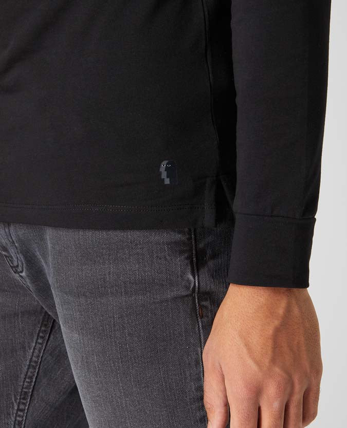 Remus Uomo Cotton Stretch Long Sleeve T-Shirt - Black