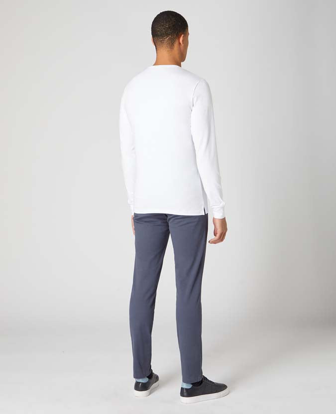 Remus Uomo Cotton Stretch Long Sleeve T-Shirt - White