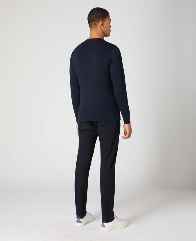 Remus Uomo Cotton Stretch Long Sleeve T-Shirt - Black