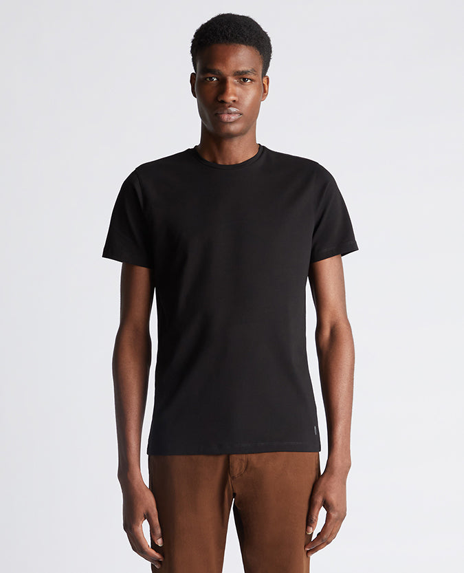 Remus Uomo Tapered Fit Cotton T-Shirt- Black
