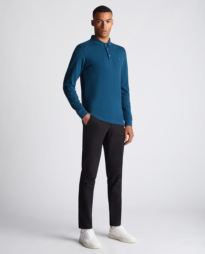 Remus Uomo Long-Sleeve Polo Shirt - Dark Blue