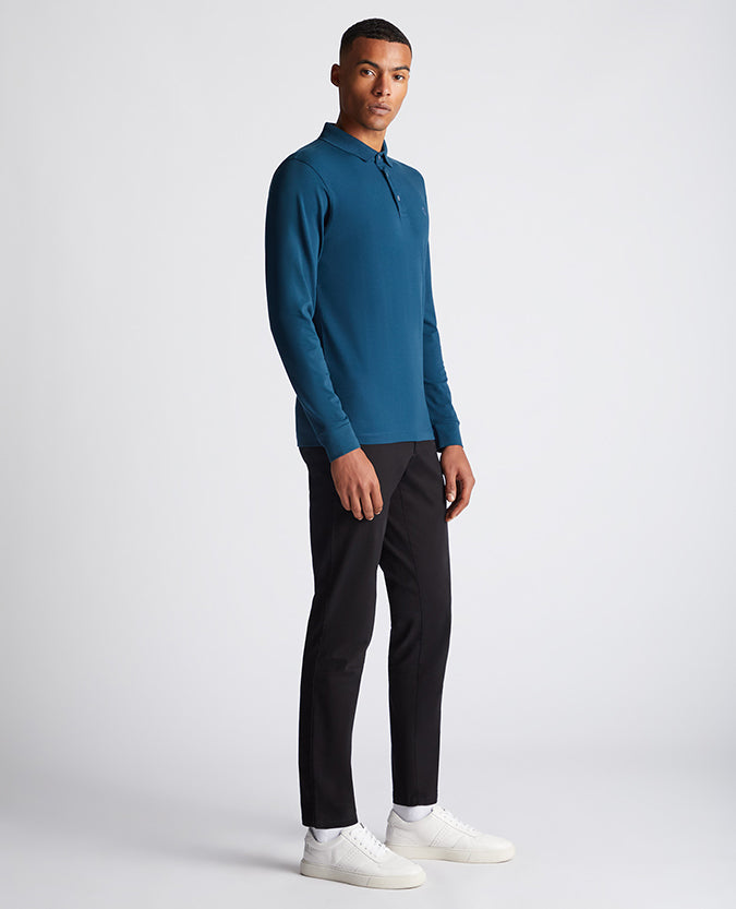 Remus Uomo Long-Sleeve Polo Shirt - Dark Blue