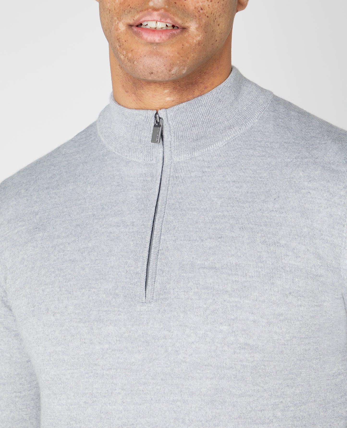 Remus Uomo Half Zip Sweater - Light Grey