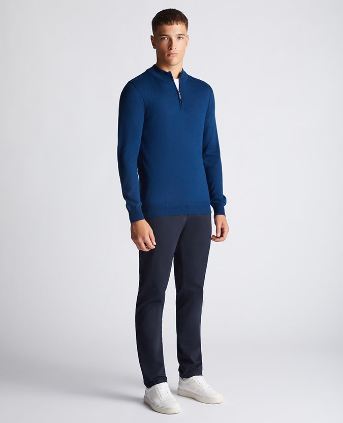 Remus Uomo Half Zip Sweater Deep Blue