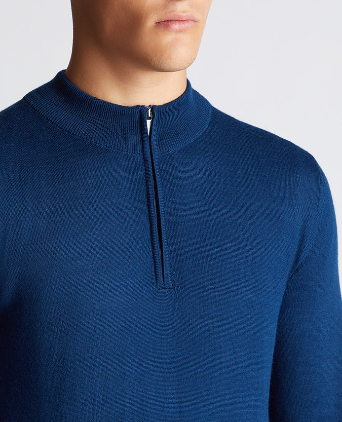 Remus Uomo Half Zip Sweater Deep Blue