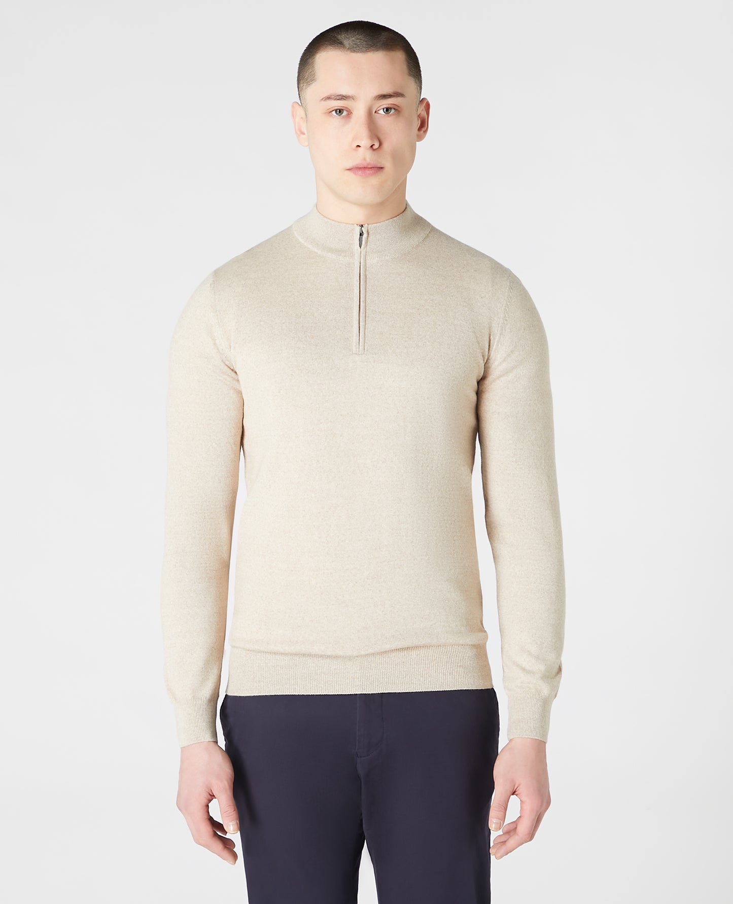 Remus Uomo Half Zip Sweater - Oatmeal