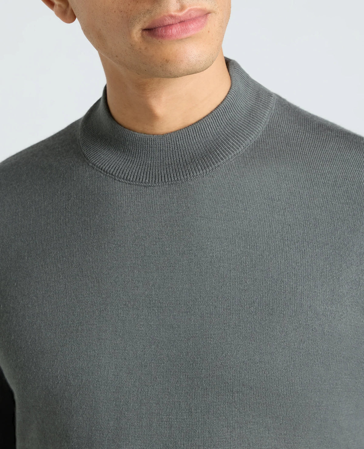 Remus Uomo Mock Neck Sweater - Light Grey