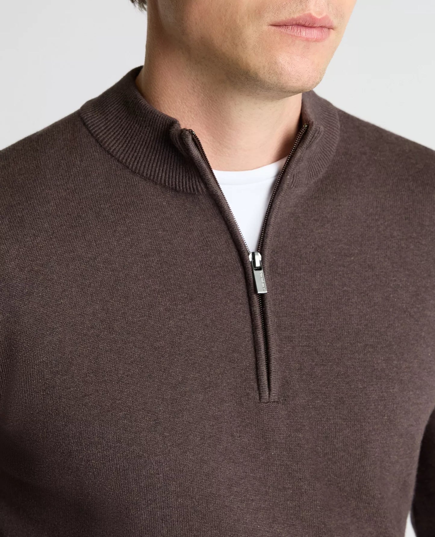 Remus Uomo 1/4 Zip Sweater- Brown