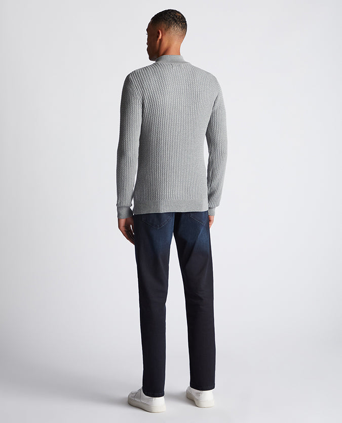 Remus Uomo Half Zip Sweater -Light Grey
