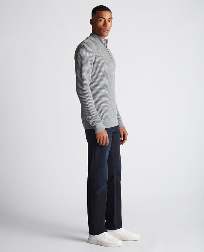 Remus Uomo Half Zip Sweater -Light Grey