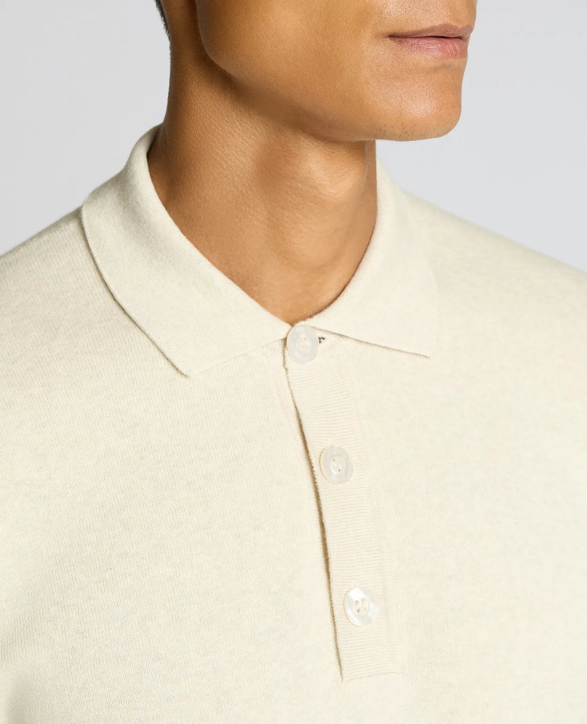 Remus Uomo Long Sleeve Polo Sweater - Cream