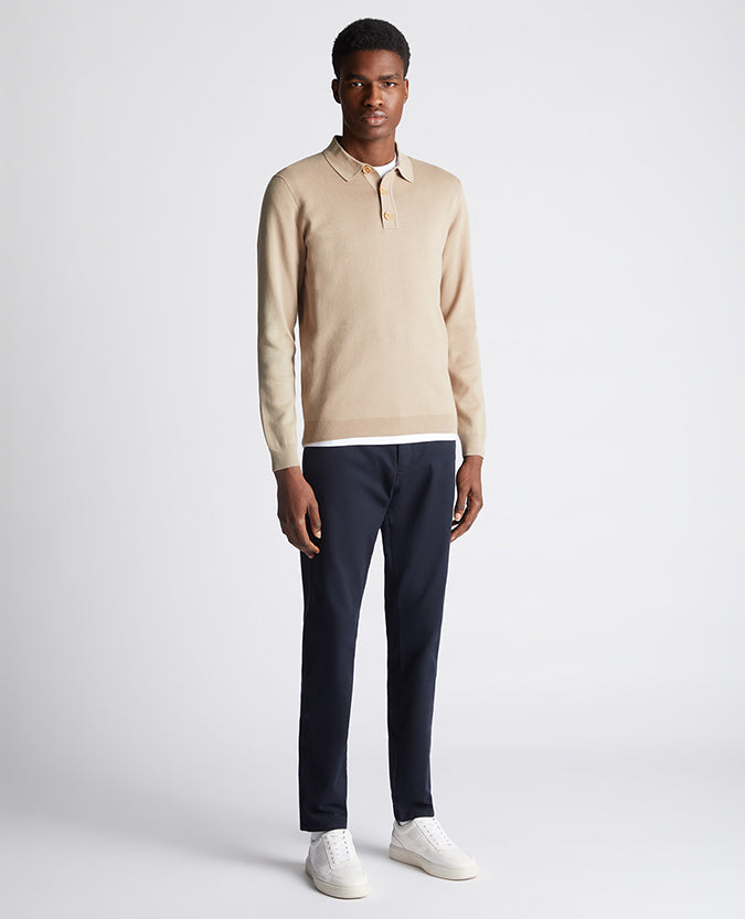 Remus Uomo Longsleeve Polo- Beige