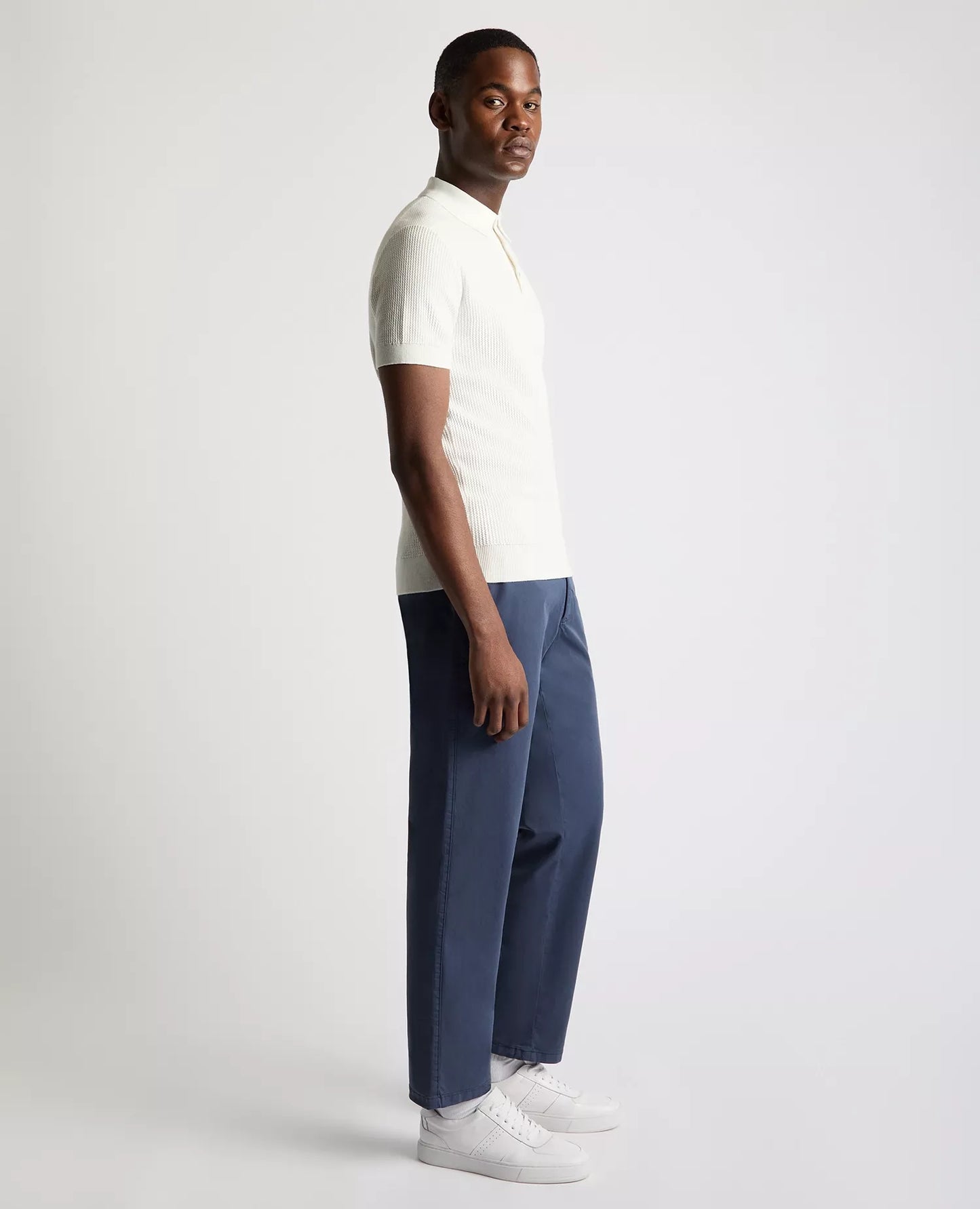 Remus Uomo Short Sleeve Knit Polo Shirt - White