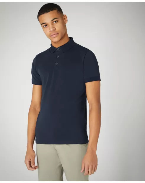 Remus Uomo Short Sleeve Button Polo Shirt - Navy