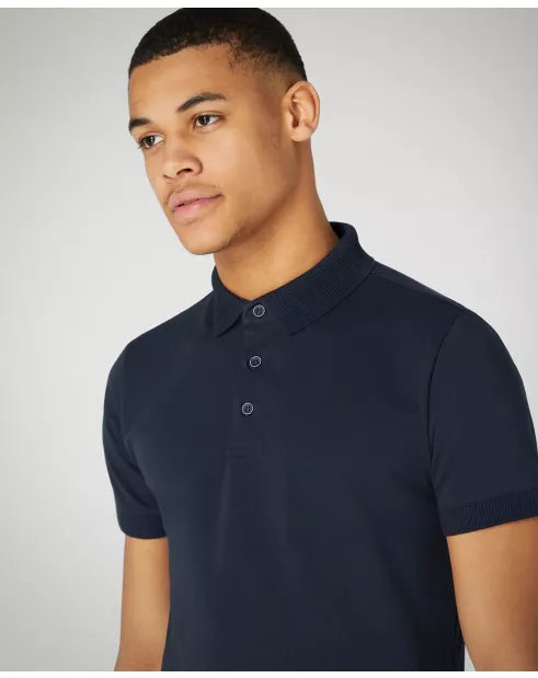 Remus Uomo Short Sleeve Button Polo Shirt - Navy