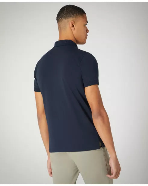 Remus Uomo Short Sleeve Button Polo Shirt - Navy