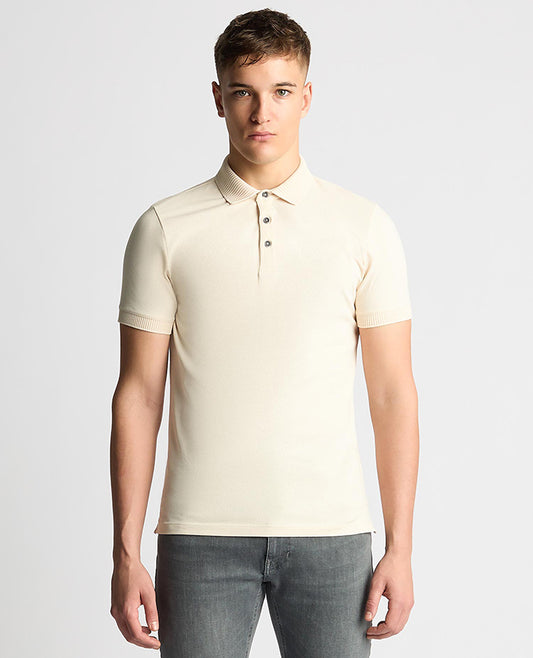Remus Uomo Tapered Fit Cotton-Stretch Polo Shirt- Cream