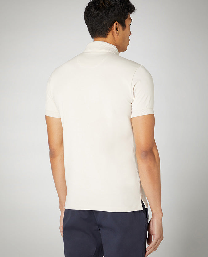 Remus Uomo Tapered Fit Cotton-Stretch Polo Shirt- Stone