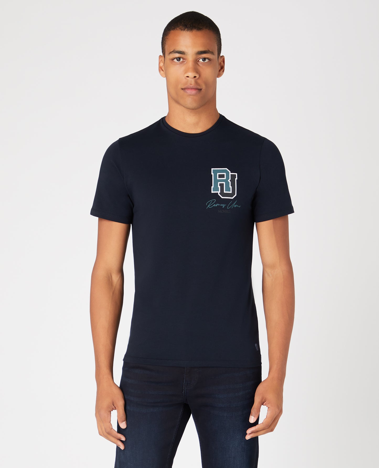 Remus Uomo Branded Tee - Navy