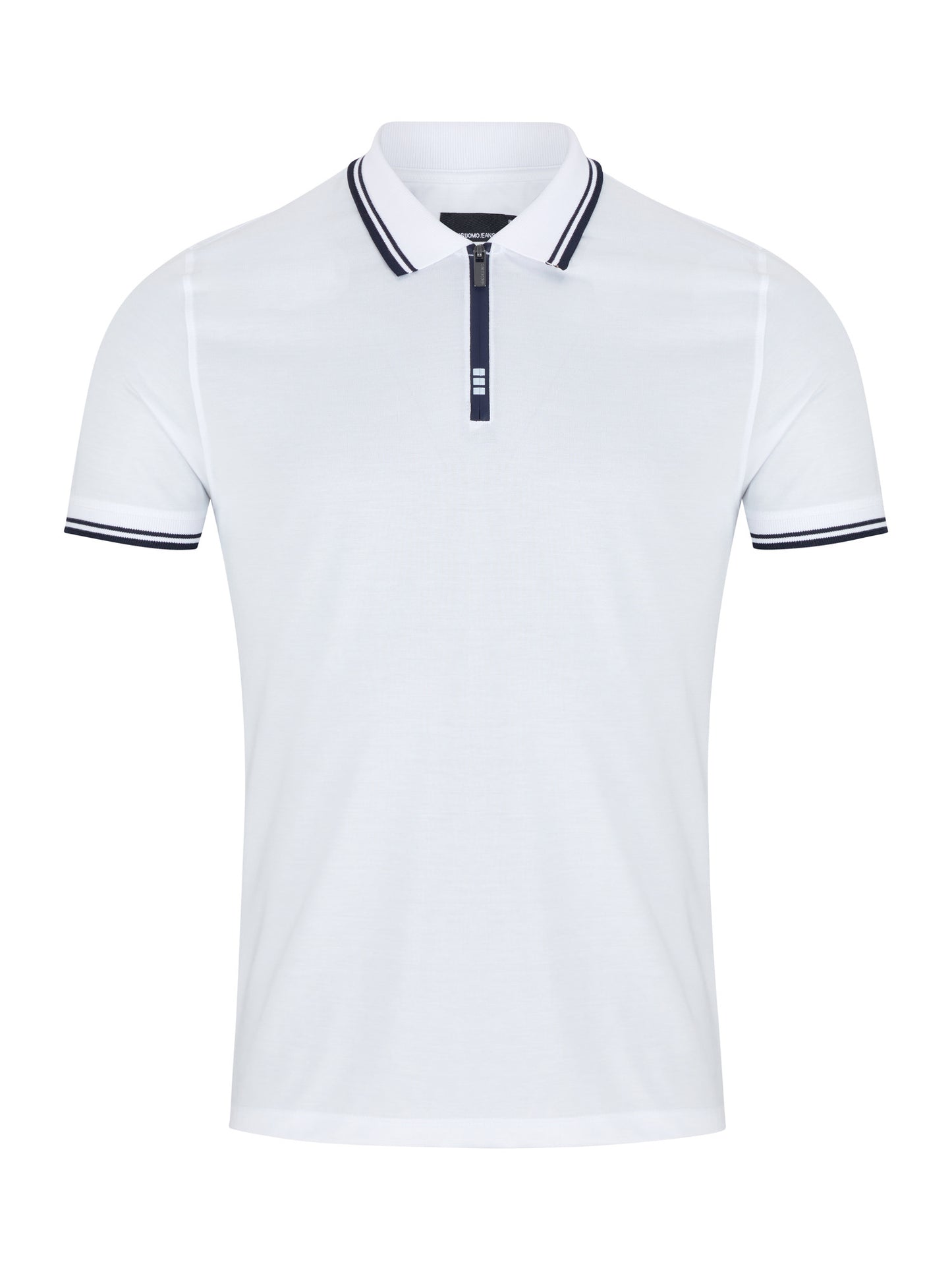 Remus Uomo Casual Zip Polo - White