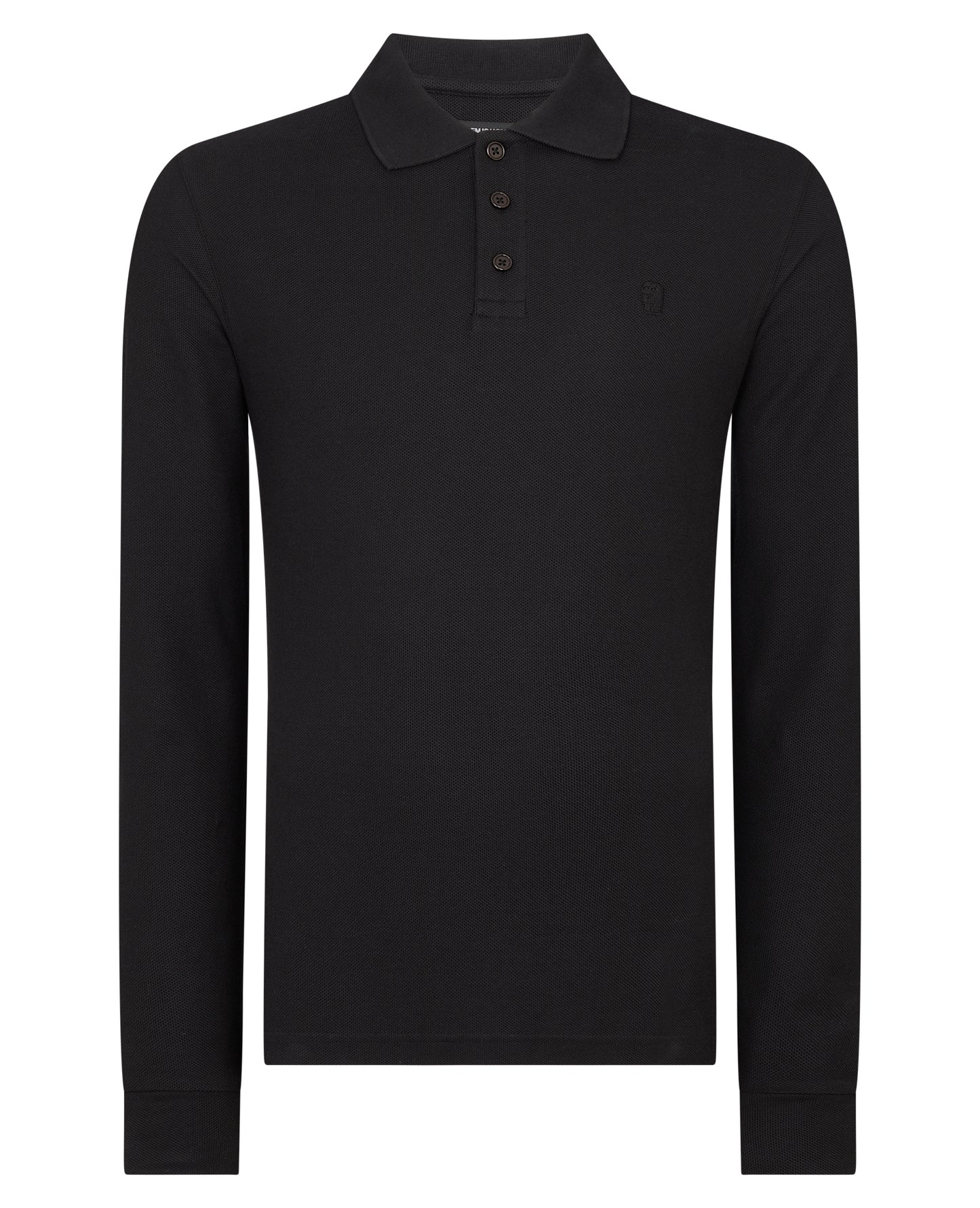 Remus Uomo Long Sleeve Polo Shirt - Black