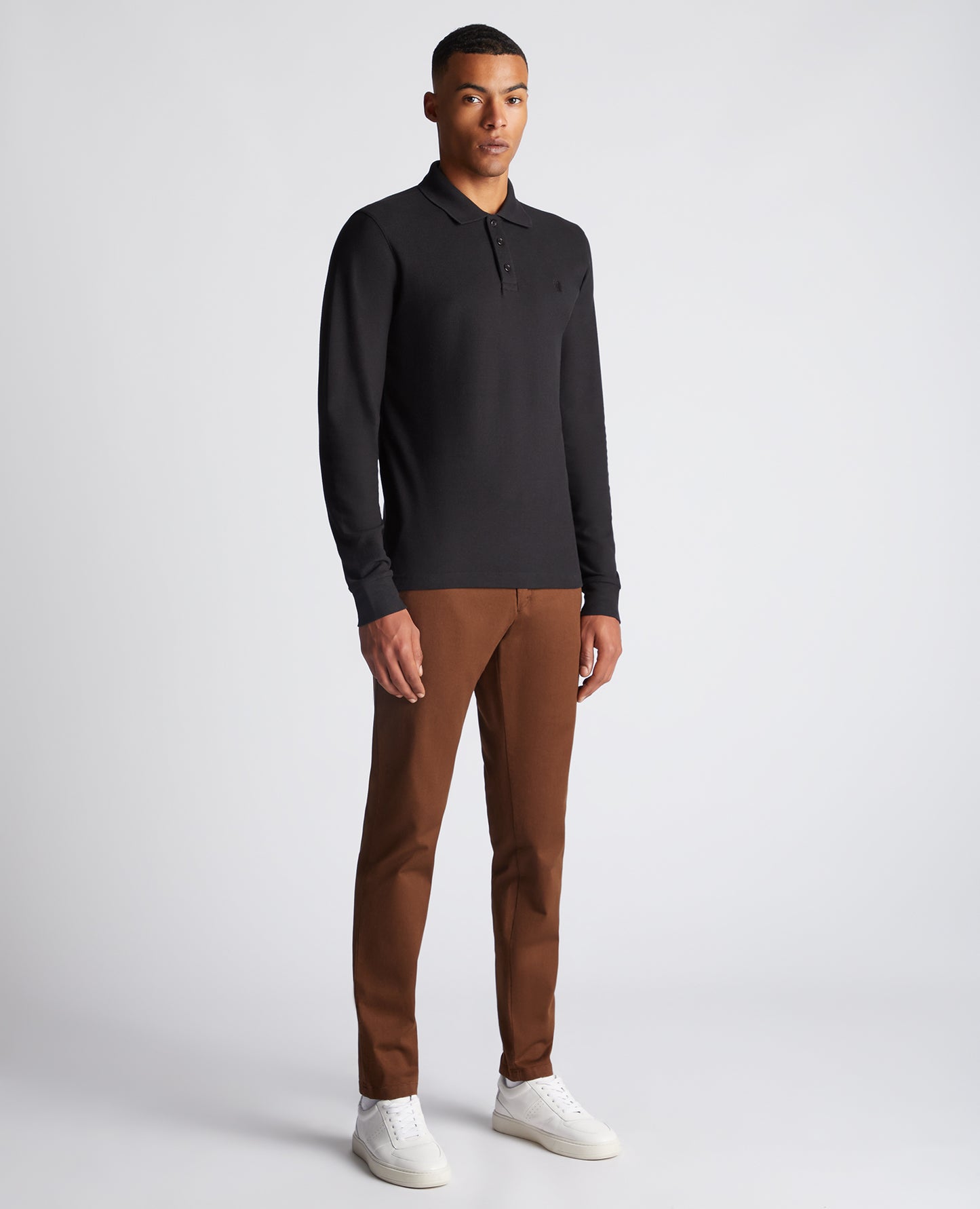 Remus Uomo Long Sleeve Polo Shirt - Black