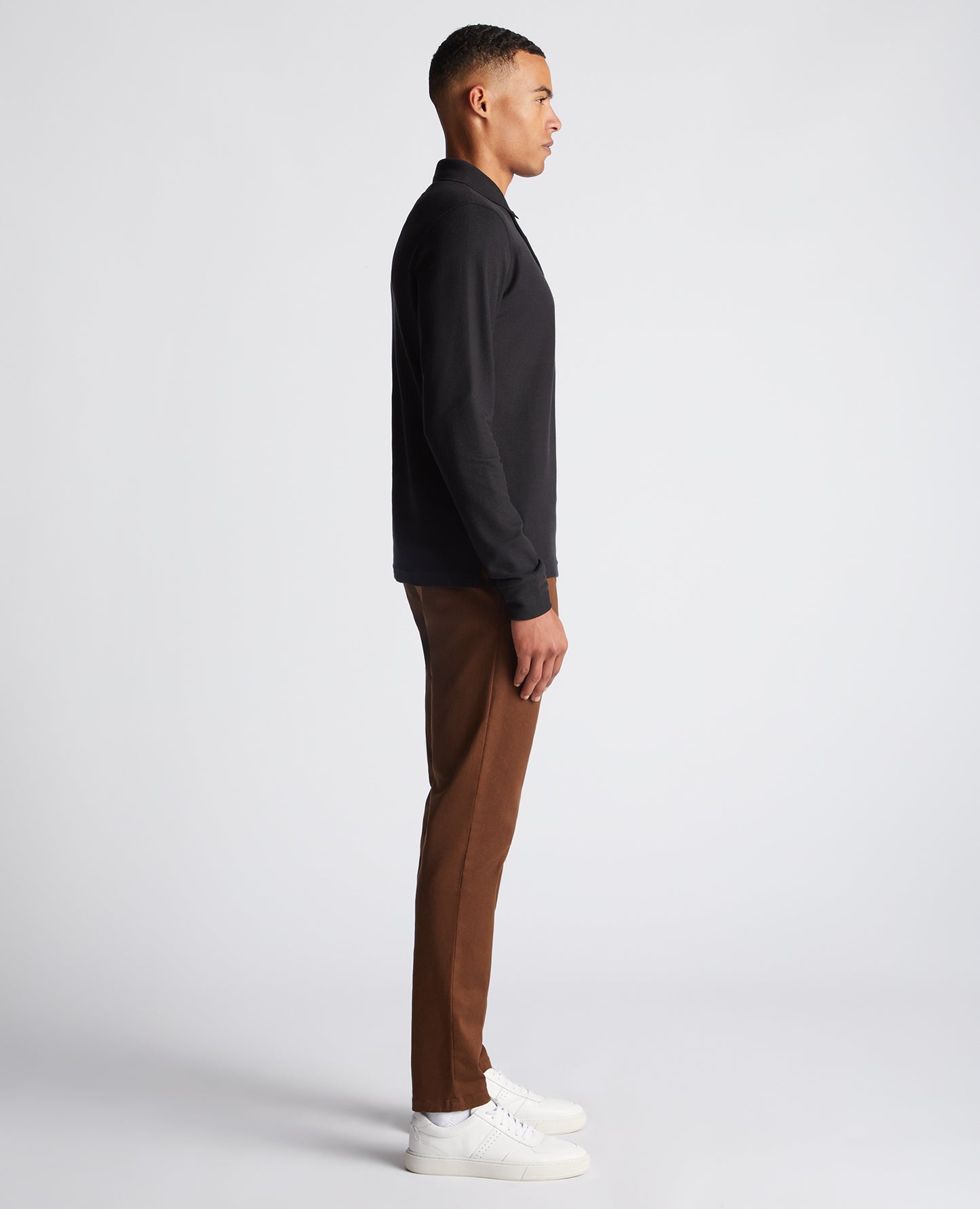 Remus Uomo Long Sleeve Polo Shirt - Black