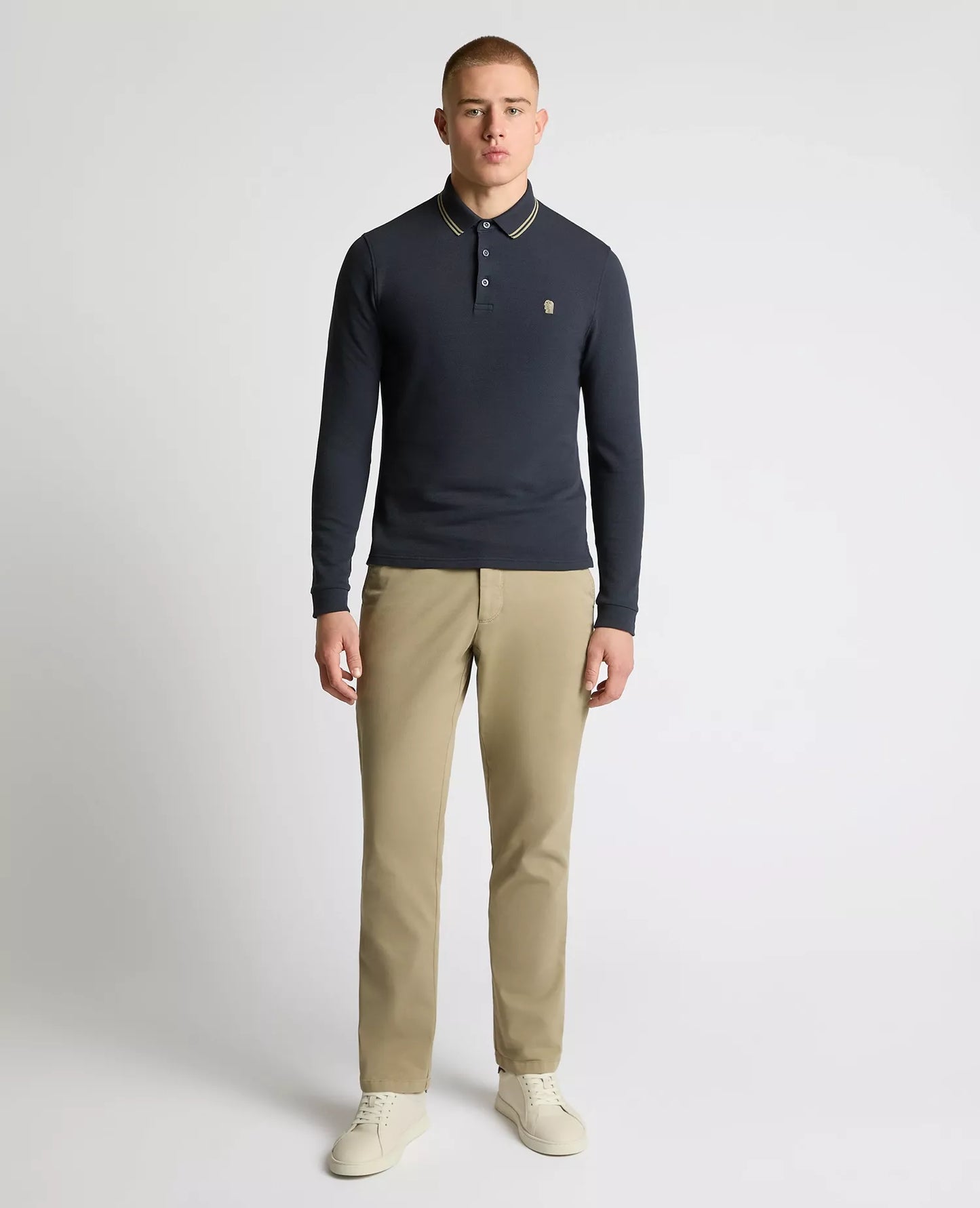 Remus Uomo Long Sleeve Pique Polo Shirt- Salute Blue